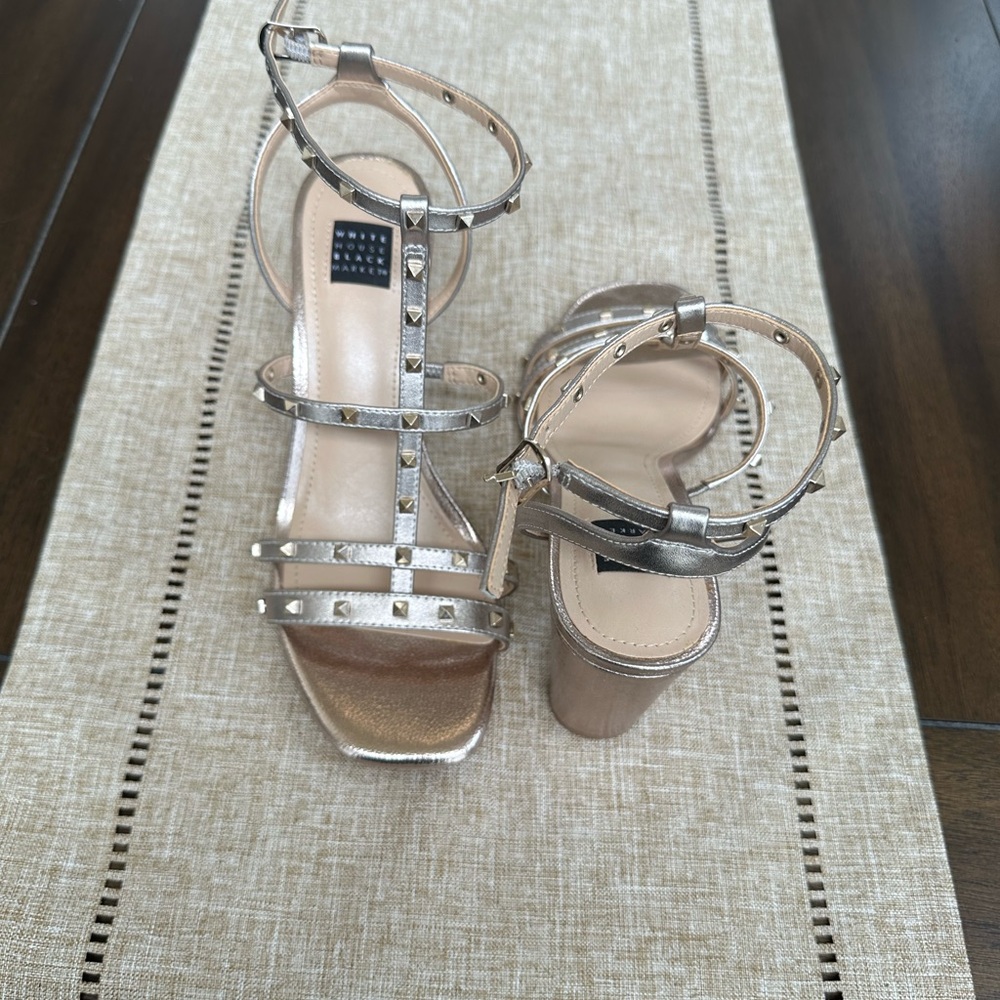 White House black market Strappy Studded Mid-Heel Sandal - Picture 2 of 4
